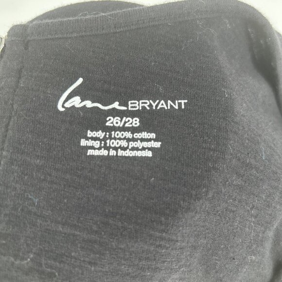 Lane Bryant Sequin Top Sz 26/28 Black White Short Sleeve Zip Back Cotton Blend - Picture 6 of 6